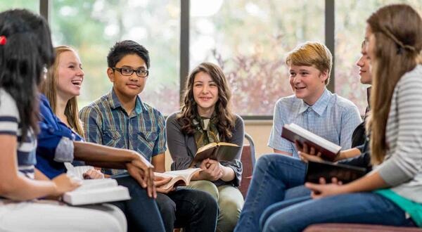 Christian youth group in discussion